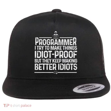Funny Programmer Art Women Computer Coder Programming Flat Bill Trucker Hat