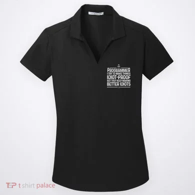 Funny Programmer Art Women Computer Coder Programming Women's Dry Zone Grid Polo