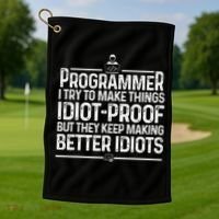 Funny Programmer Art Women Computer Coder Programming Golf Towel thumb 1