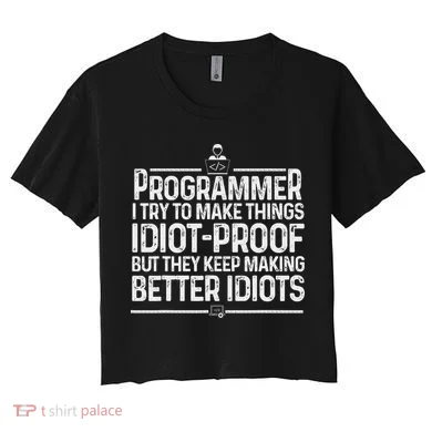 Funny Programmer Art Women Computer Coder Programming Women's Crop Top Tee