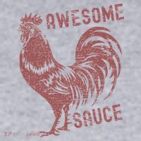 Funny Pets Awesome Sauce With Picture Of Rooster Women's Racerback Cropped Tank thumb 2