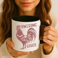 Funny Pets Awesome Sauce With Picture Of Rooster Coffee Mug thumb 3