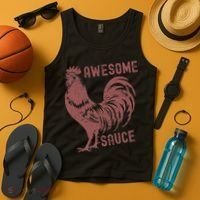 Funny Pets Awesome Sauce With Picture Of Rooster Tank Top thumb 4