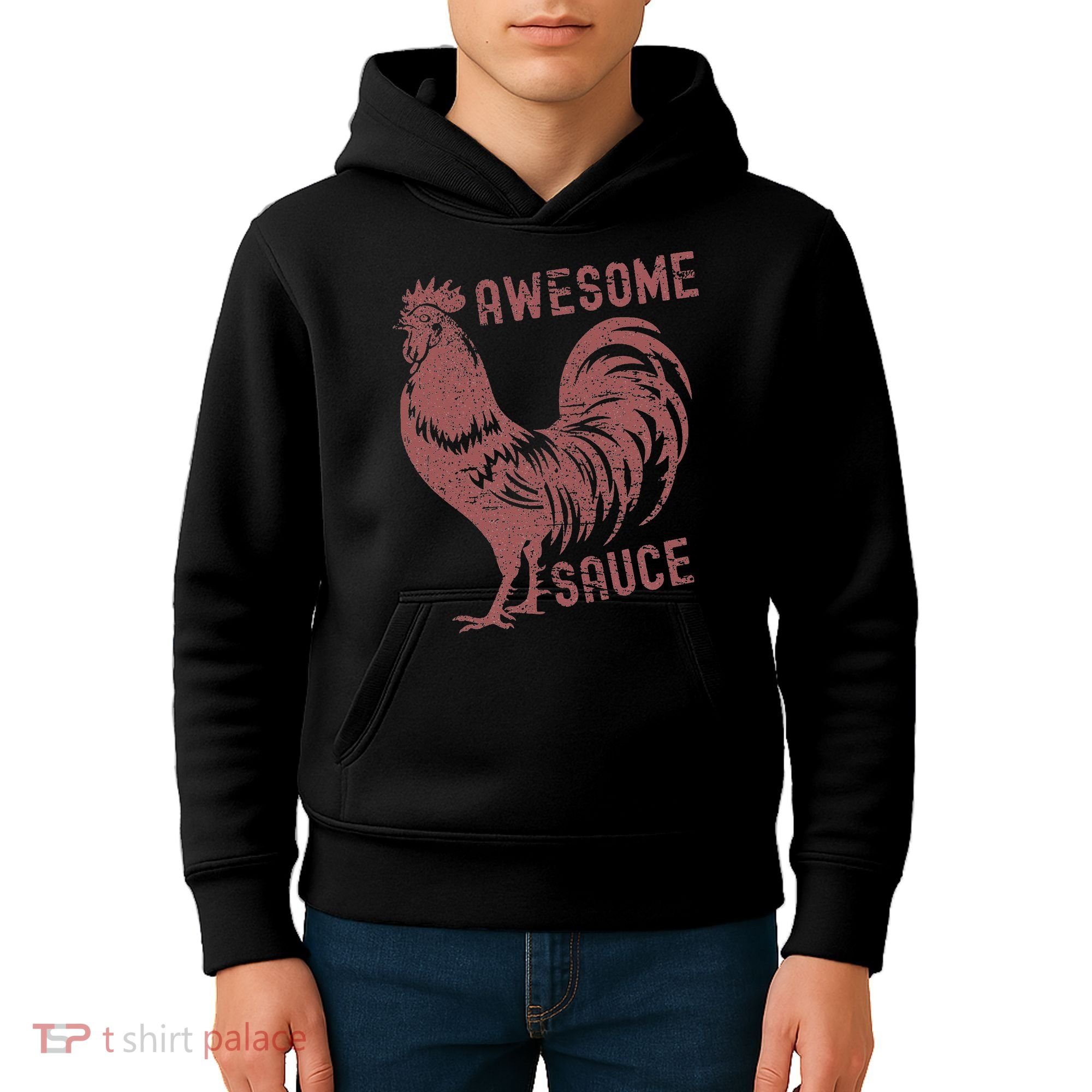 Funny Pets Awesome Sauce With Picture Of Rooster Kids Hoodie