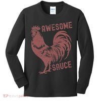 Funny Pets Awesome Sauce With Picture Of Rooster Kids Long Sleeve Shirt thumb 0