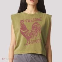 Funny Pets Awesome Sauce With Picture Of Rooster Garment-Dyed Women's Muscle Tee thumb 2
