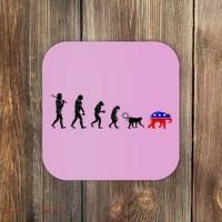 Funny Pro-Democrat Anti-Republican Devolution Coaster thumb 0
