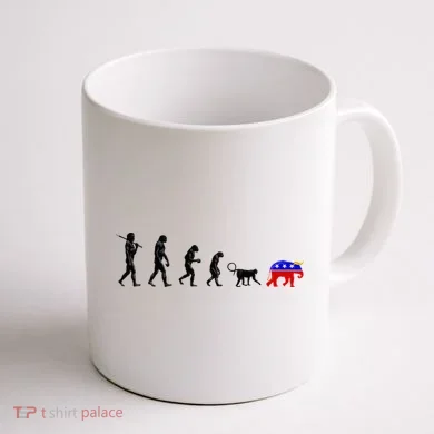 Funny Pro-Democrat Anti-Republican Devolution Coffee Mug back