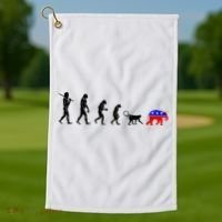 Funny Pro-Democrat Anti-Republican Devolution Golf Towel thumb 1