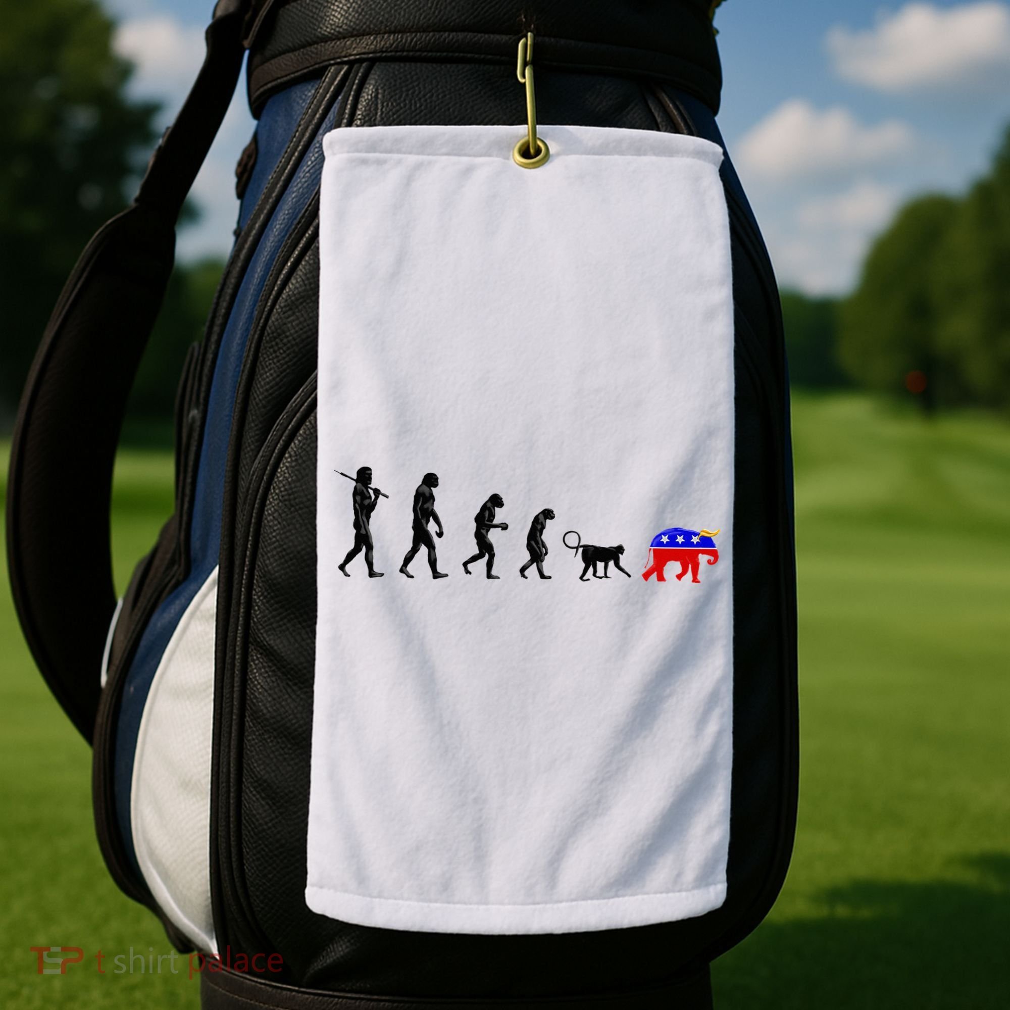 Funny Pro-Democrat Anti-Republican Devolution Golf Towel