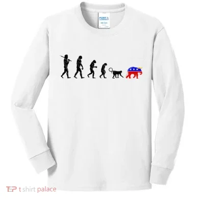 Funny Pro-Democrat Anti-Republican Devolution Kids Long Sleeve Shirt