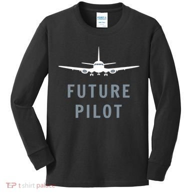 Future Pilot Aviation Airplane Kids Long Sleeve Shirt