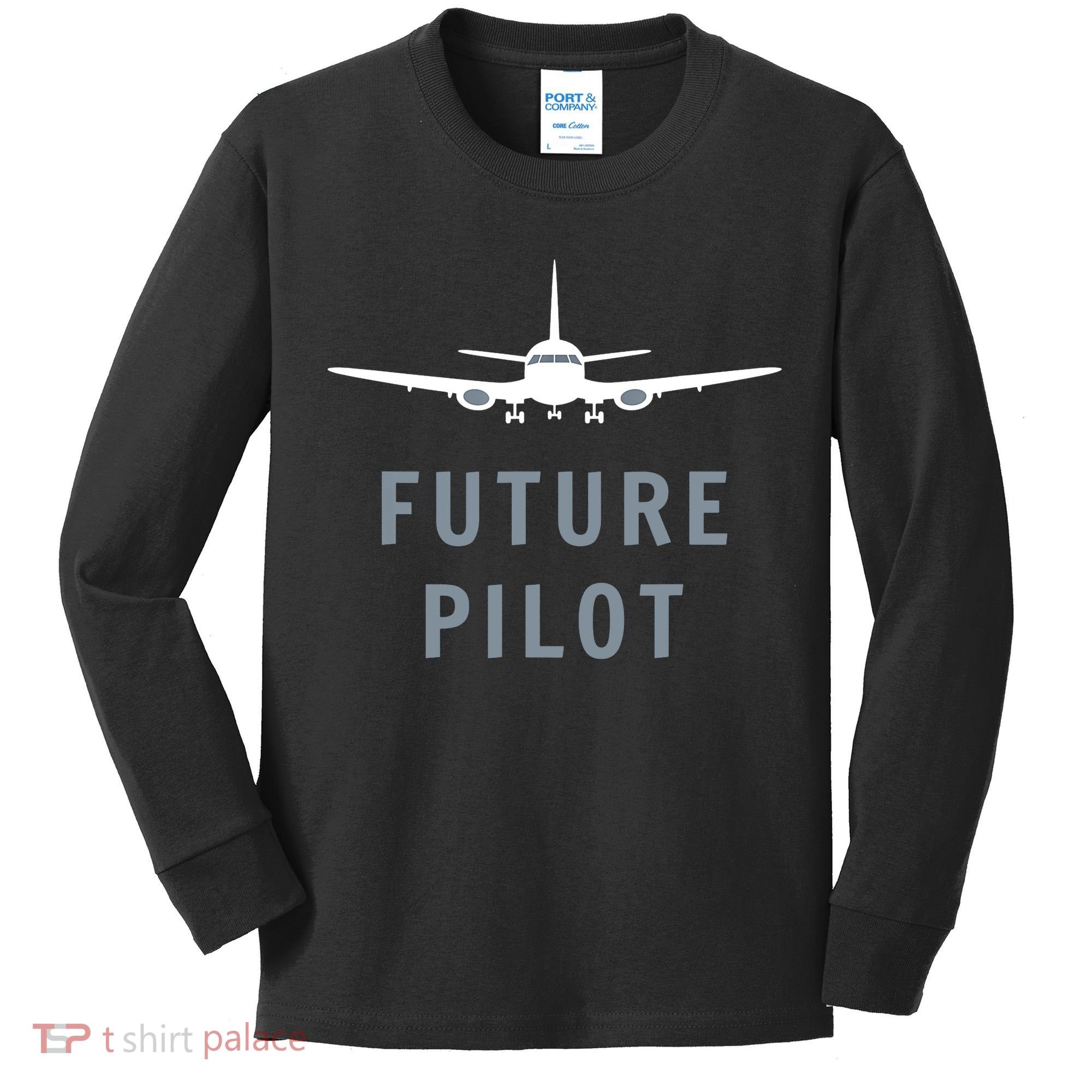 Future Pilot Aviation Airplane Kids Long Sleeve Shirt