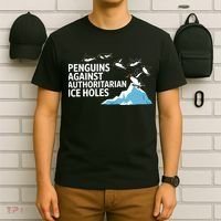 Funny Penguins Against Authoritarian Ice Holes Sarcastic  T-Shirt thumb 6