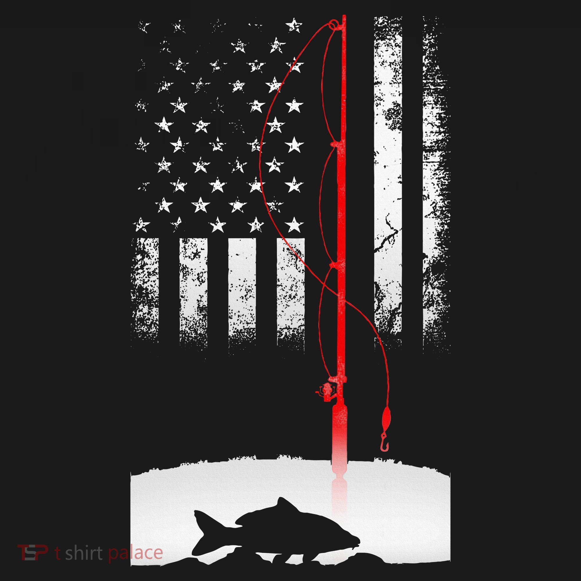 Fishing Pole American Flag Gift For Patriotic Fisherman Women's Tank Top