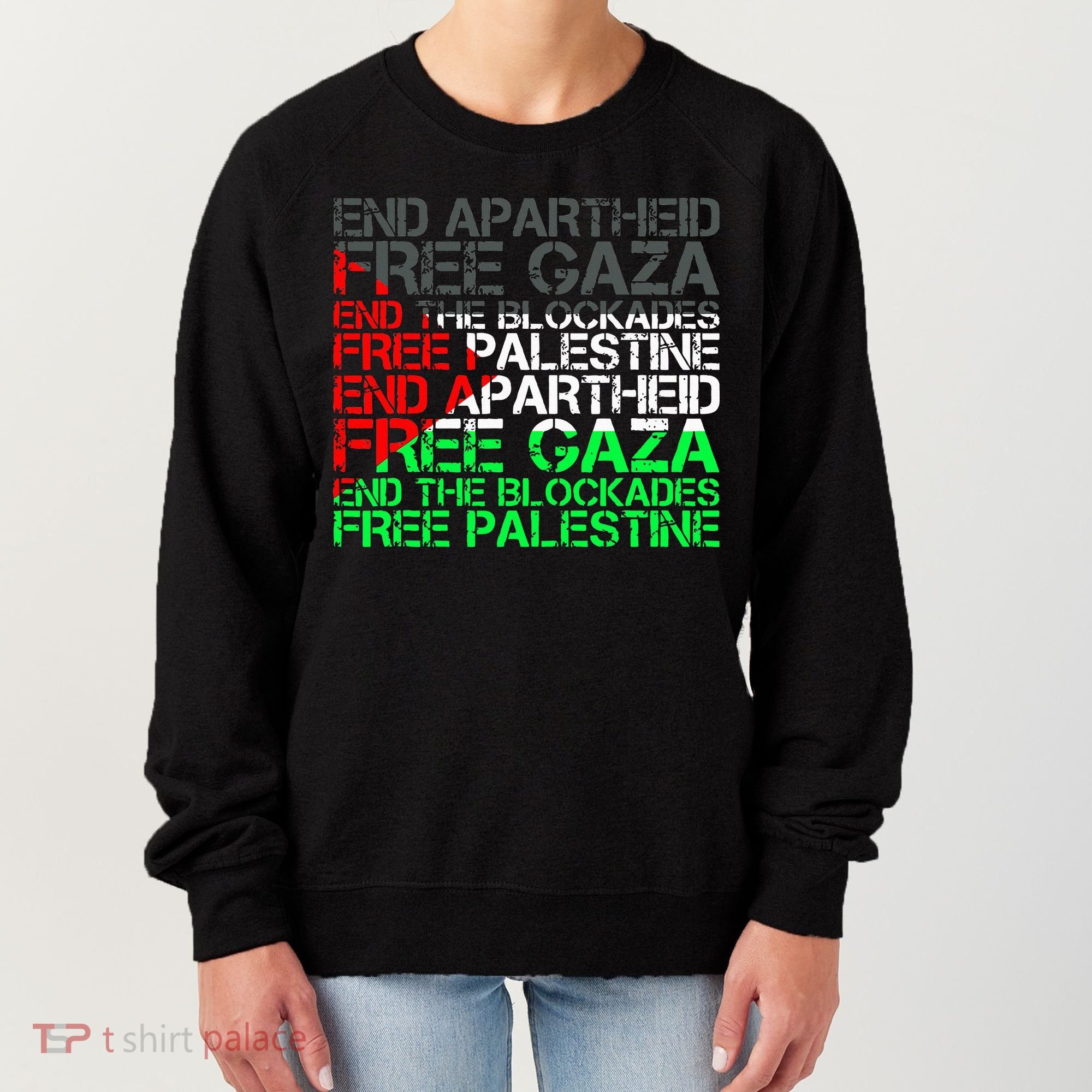 Free Palestine Arabic Palestine Gaza Jerusalem Support Flag Women's Sweatshirt
