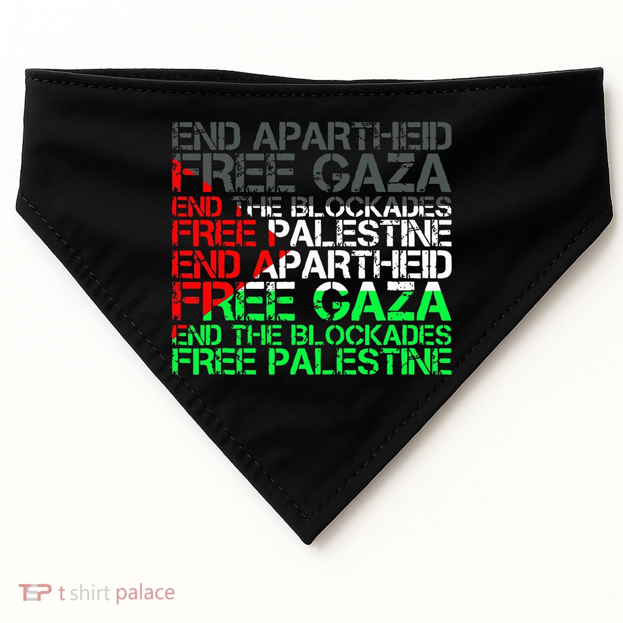 Free Palestine Arabic Palestine Gaza Jerusalem Support Flag USA-Made Doggie Bandana