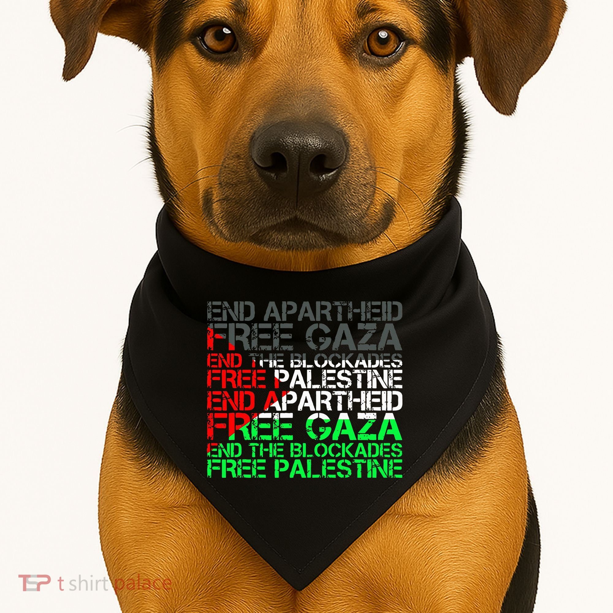Free Palestine Arabic Palestine Gaza Jerusalem Support Flag USA-Made Doggie Bandana