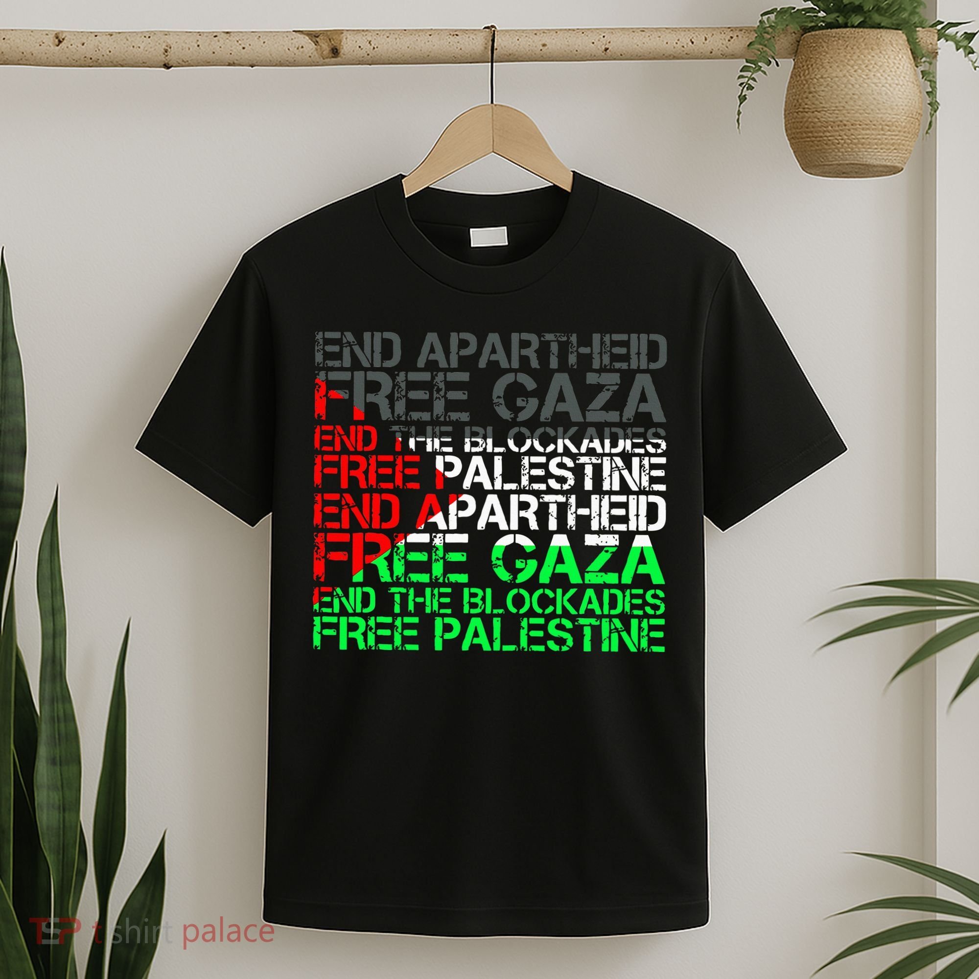 Free Palestine Arabic Palestine Gaza Jerusalem Support Flag T-Shirt