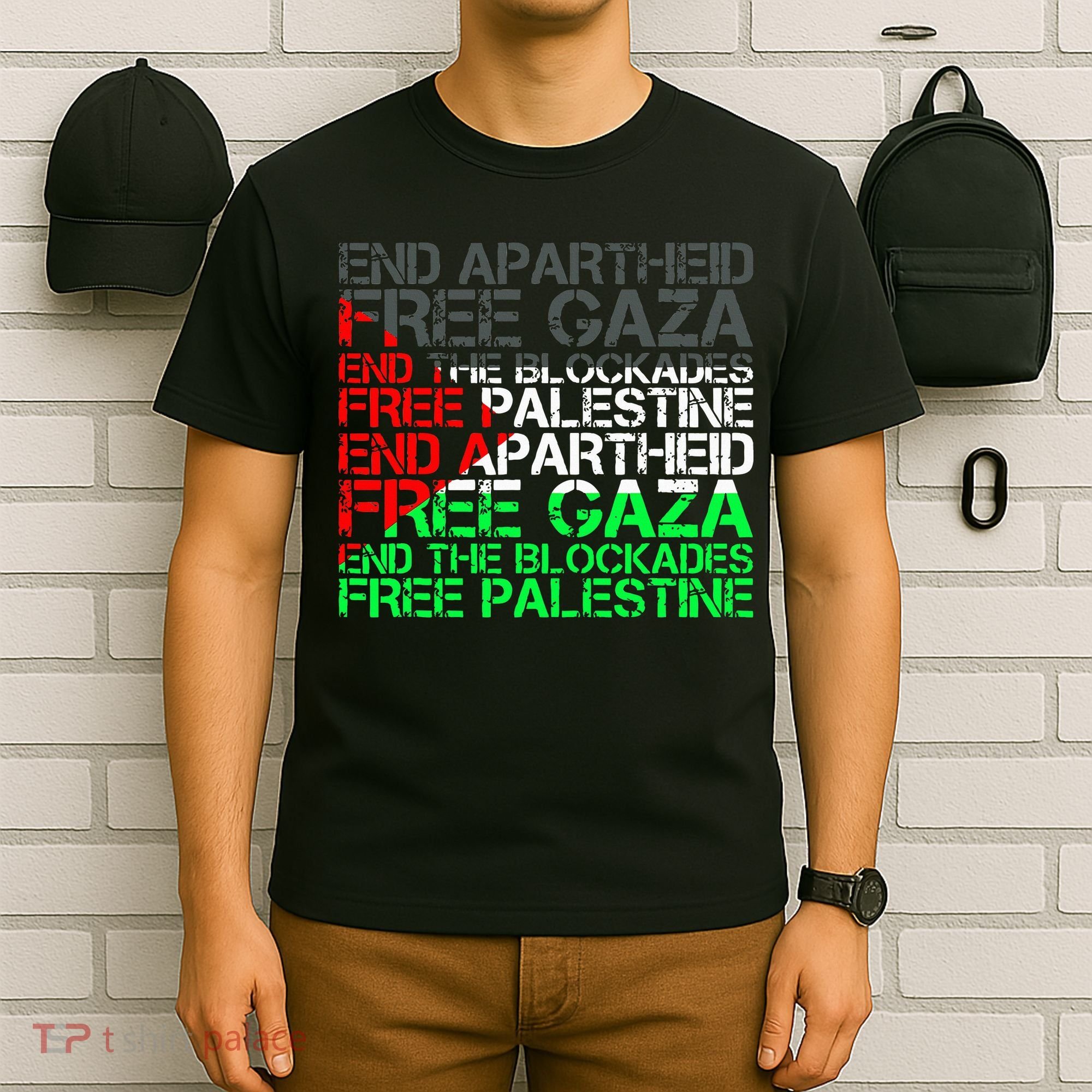 Free Palestine Arabic Palestine Gaza Jerusalem Support Flag T-Shirt