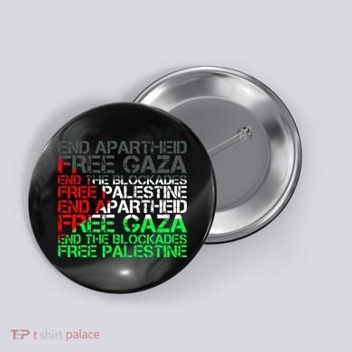 Free Palestine Arabic Palestine Gaza Jerusalem Support Flag Button