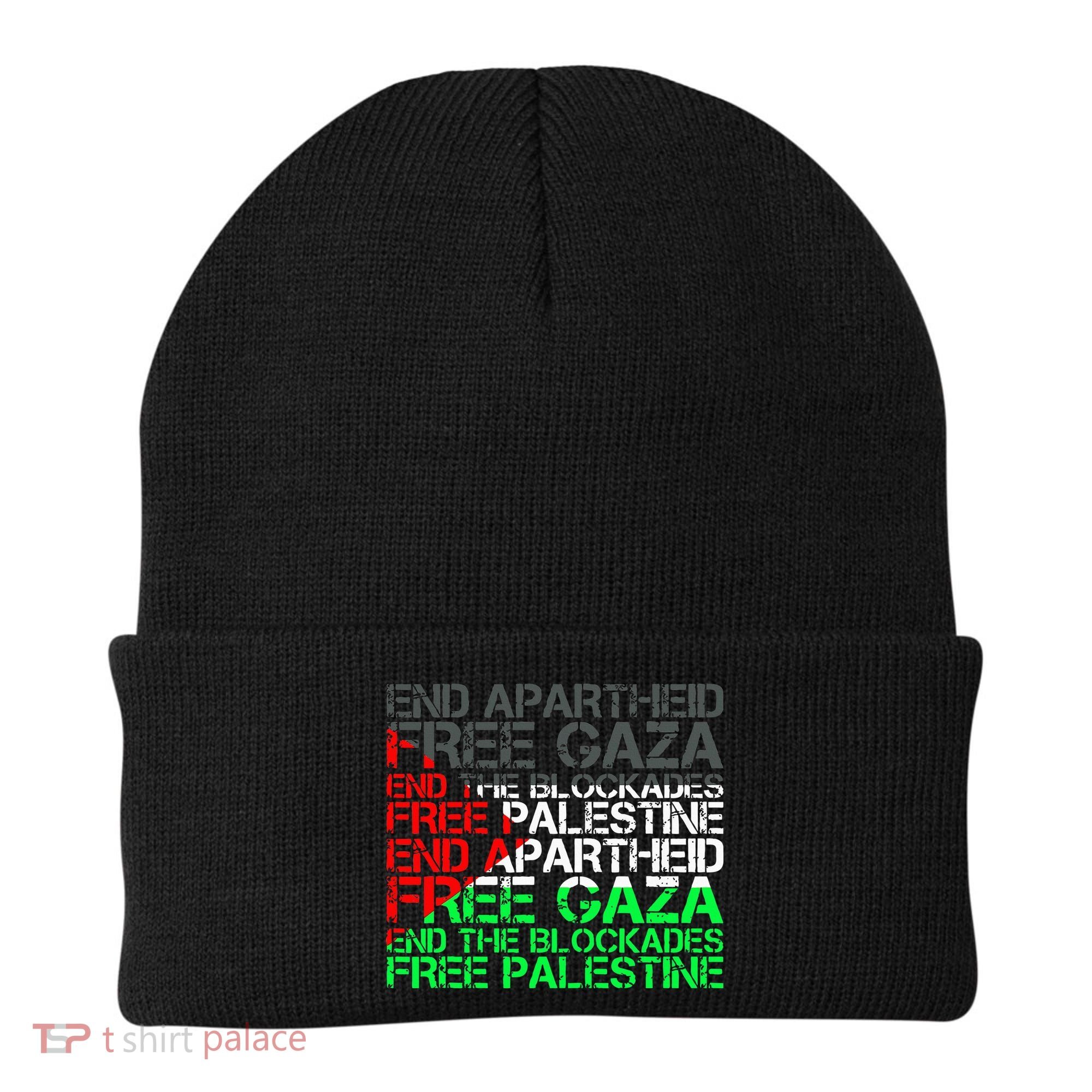 Free Palestine Arabic Palestine Gaza Jerusalem Support Flag Beanie