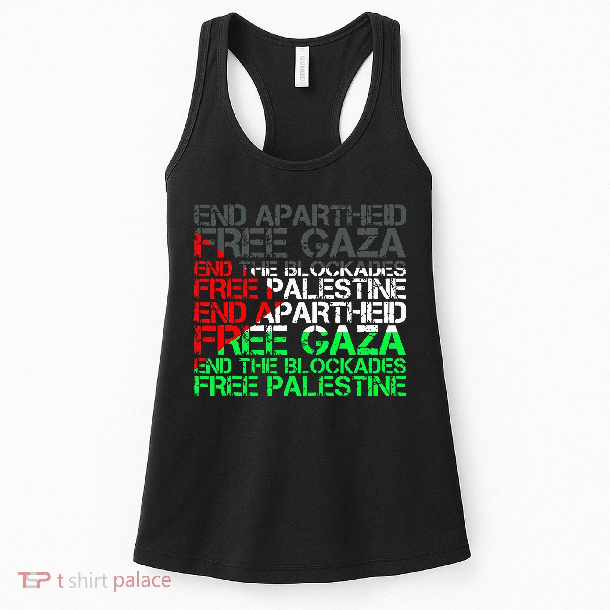 Free Palestine Arabic Palestine Gaza Jerusalem Support Flag Women's Tank Top