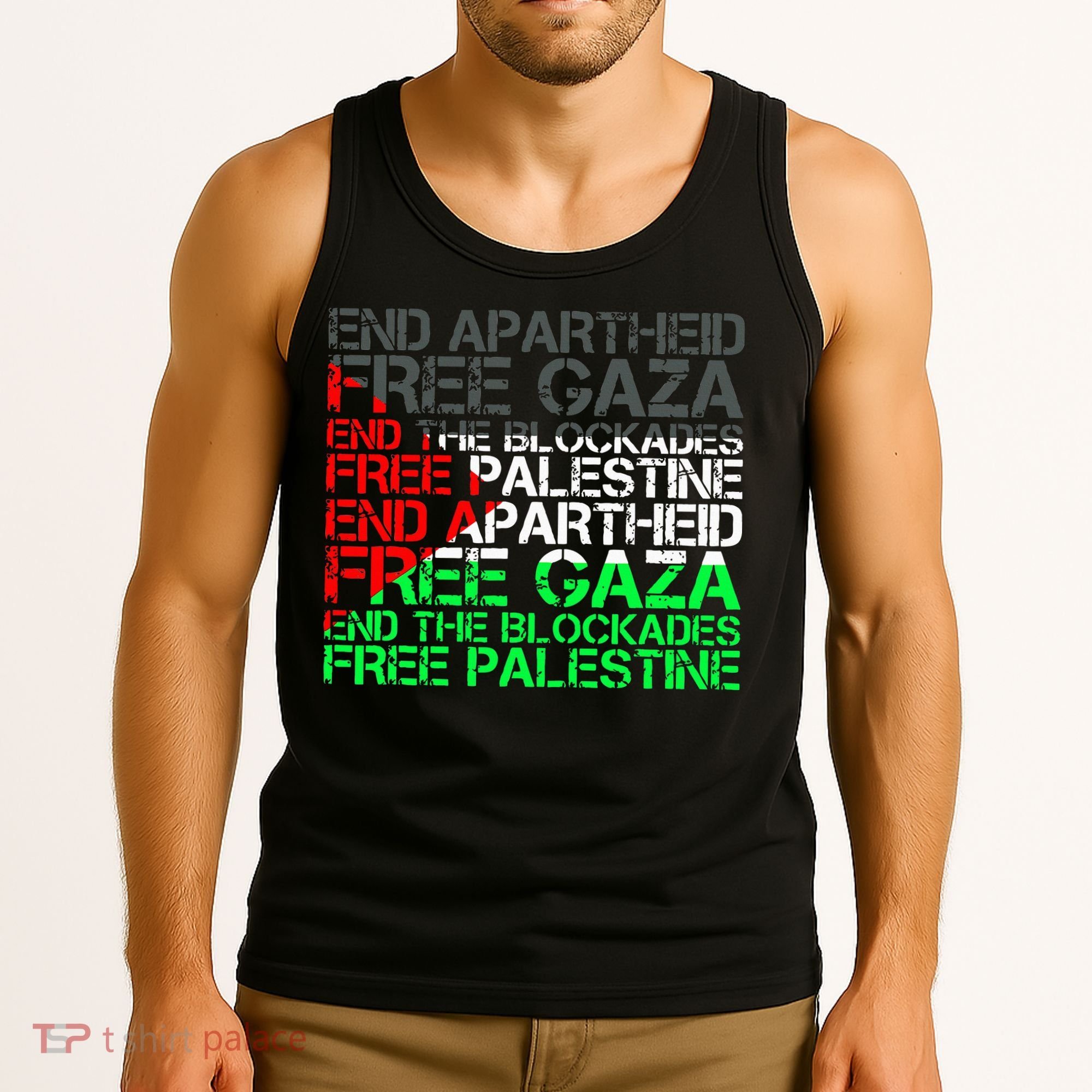 Free Palestine Arabic Palestine Gaza Jerusalem Support Flag Tank Top