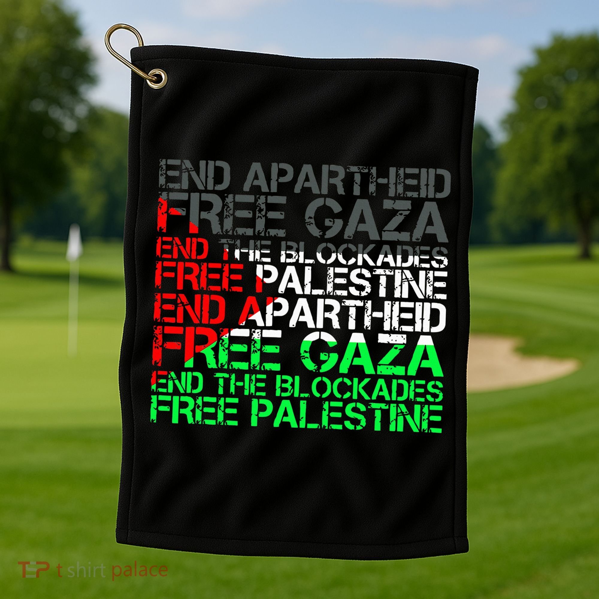 Free Palestine Arabic Palestine Gaza Jerusalem Support Flag Golf Towel
