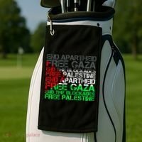 Free Palestine Arabic Palestine Gaza Jerusalem Support Flag Golf Towel thumb 2