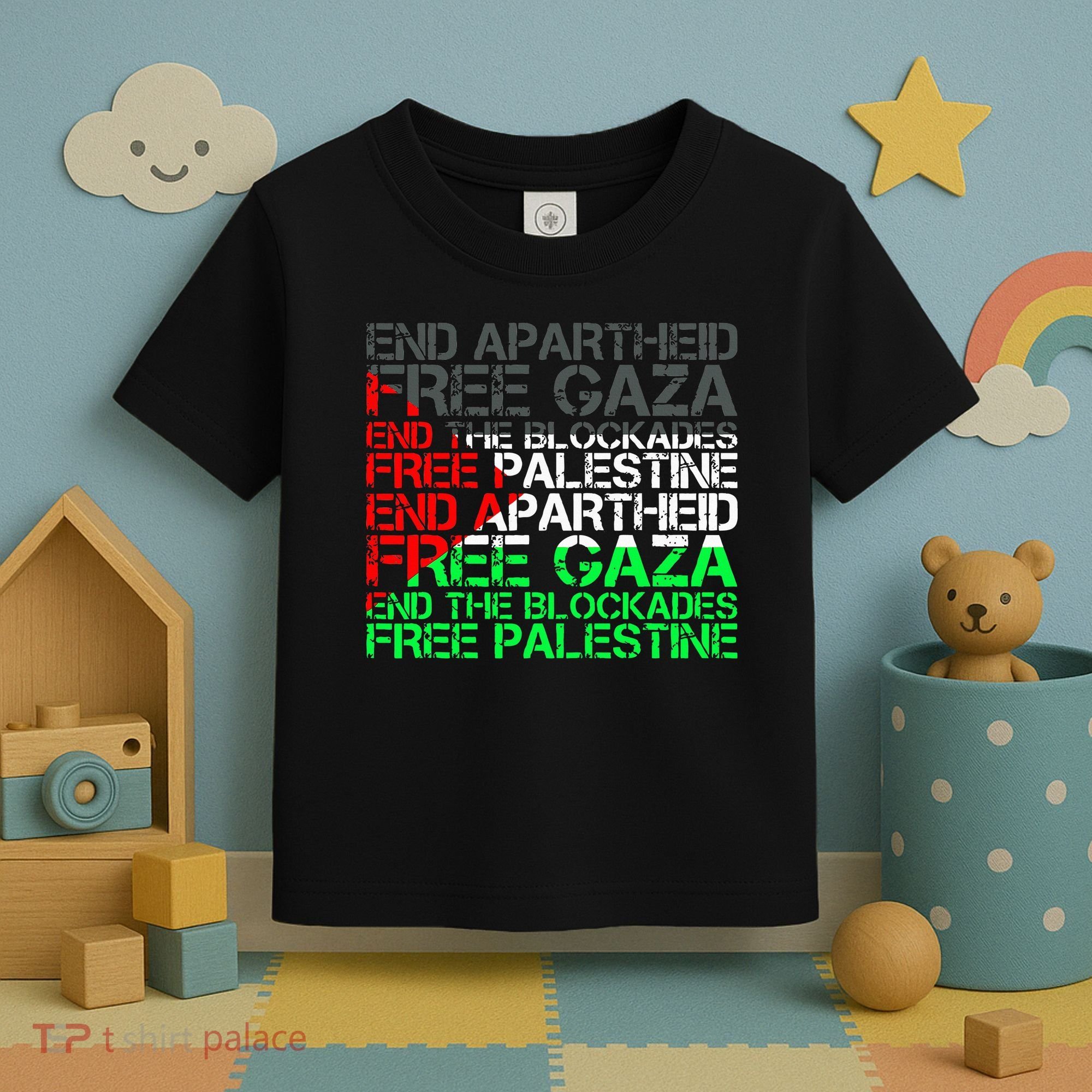 Free Palestine Arabic Palestine Gaza Jerusalem Support Flag Toddler T-Shirt