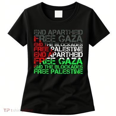 Free Palestine Arabic Palestine Gaza Jerusalem Support Flag Women's T-Shirt