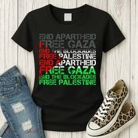 Free Palestine Arabic Palestine Gaza Jerusalem Support Flag Women's T-Shirt thumb 3