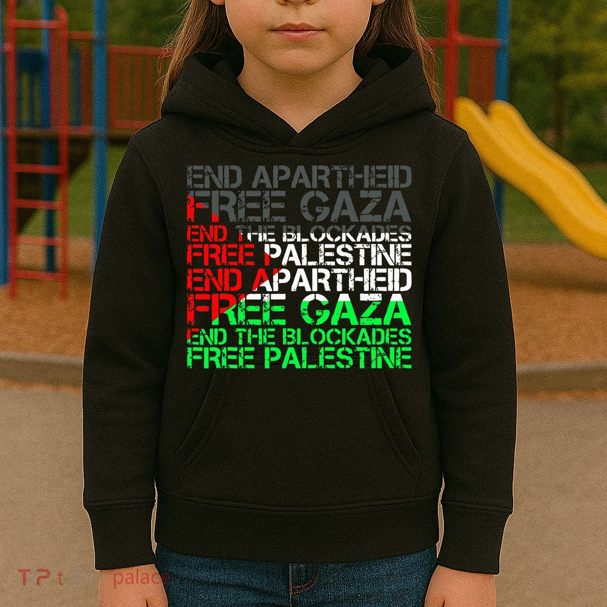 Free Palestine Arabic Palestine Gaza Jerusalem Support Flag Kids Hoodie