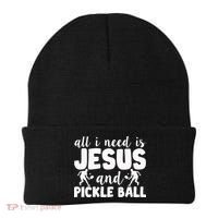 Funny Pickleball All I Need Is Jesus And PickleBall Beanie thumb 0