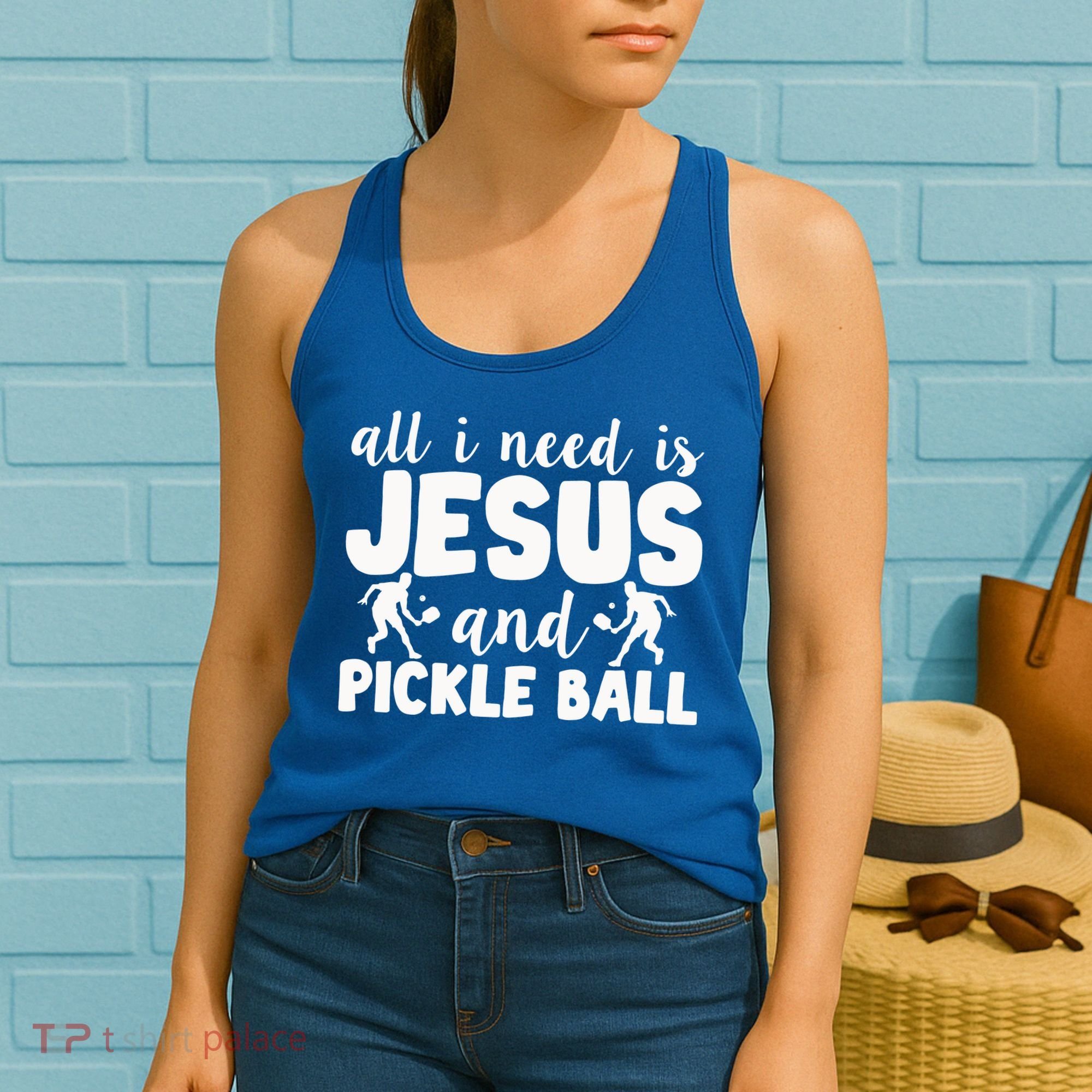 Funny Pickleball All I Need Is Jesus And PickleBall Women's Tank Top