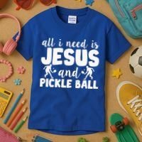 Funny Pickleball All I Need Is Jesus And PickleBall Kids T-Shirt thumb 3