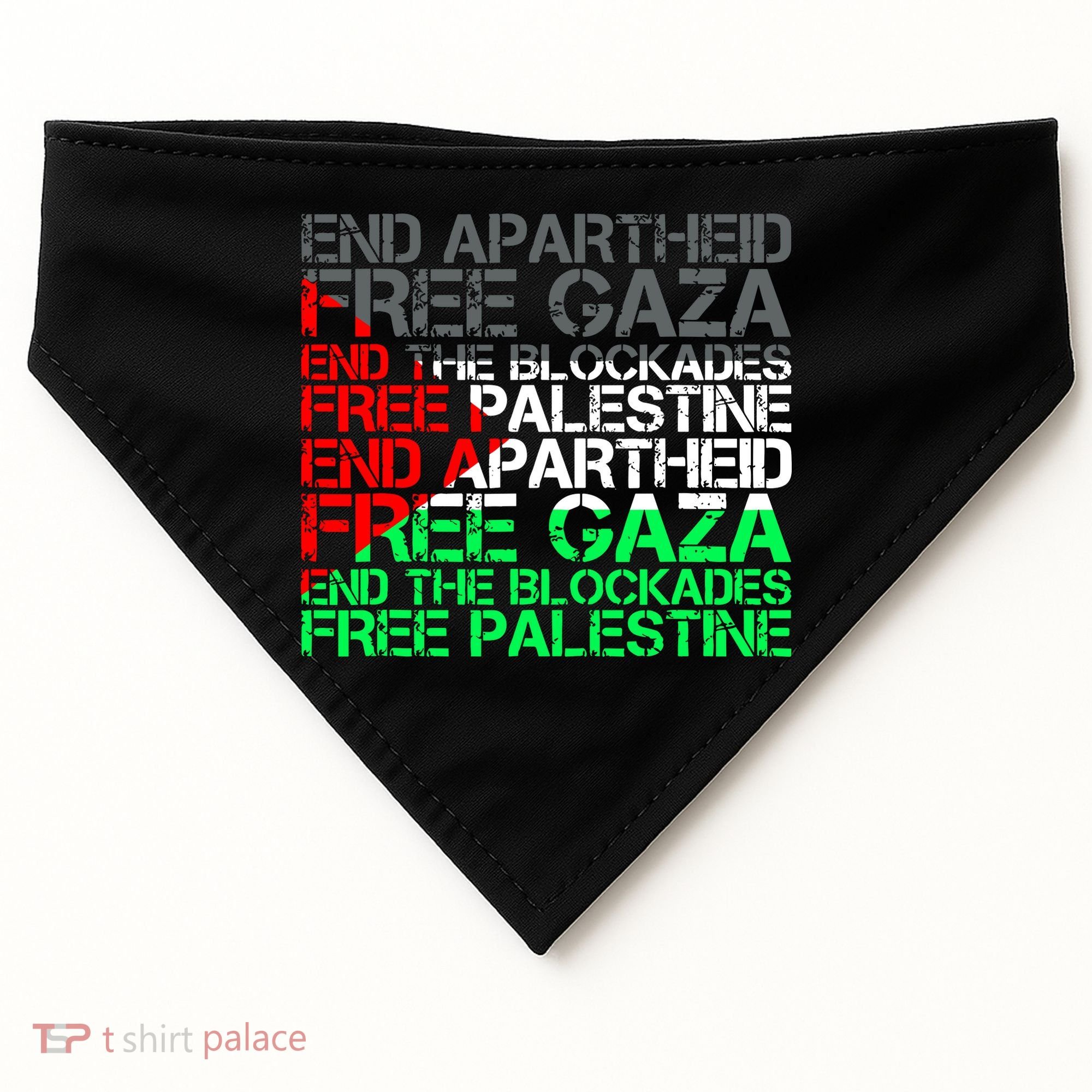 Free Palestine Arabic Palestine Gaza Jerusalem Support Flag USA-Made Doggie Bandana