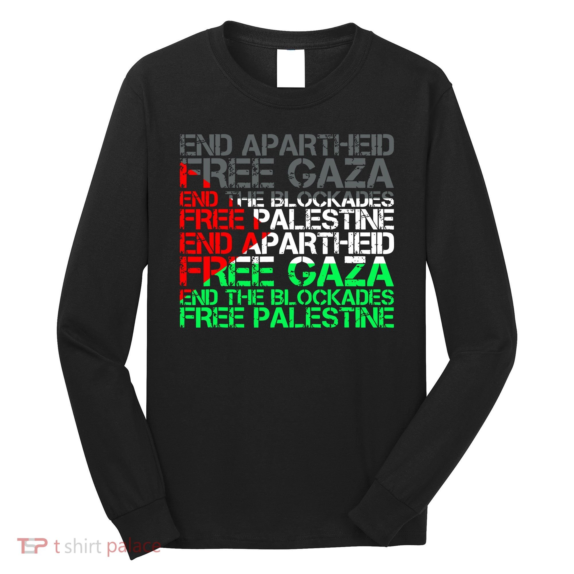 Free Palestine Arabic Palestine Gaza Jerusalem Support Flag Long Sleeve Shirt