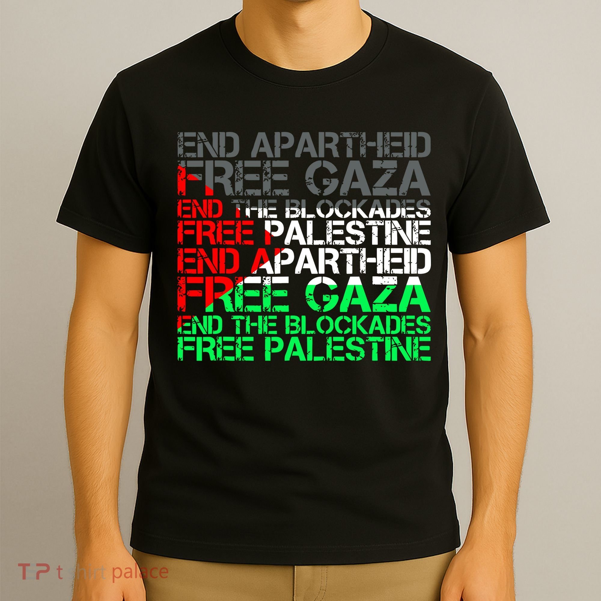 Free Palestine Arabic Palestine Gaza Jerusalem Support Flag T-Shirt
