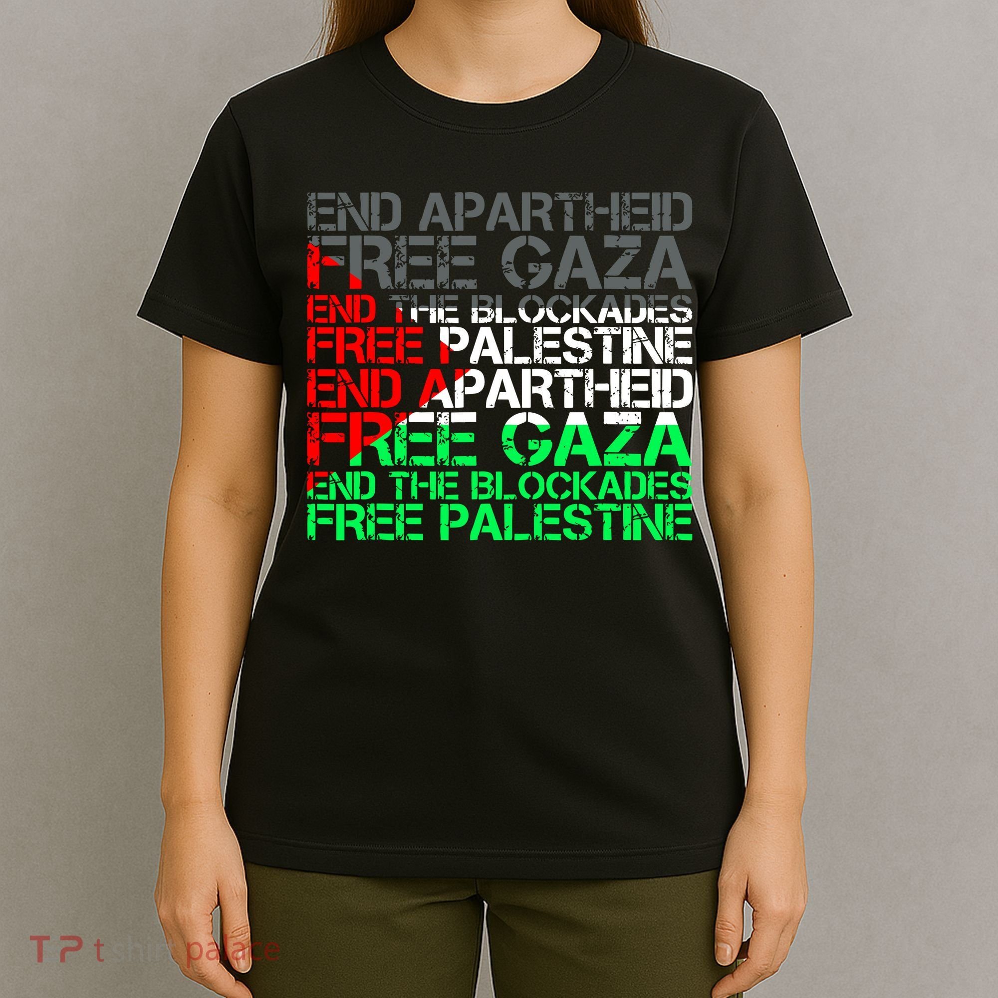 Free Palestine Arabic Palestine Gaza Jerusalem Support Flag T-Shirt