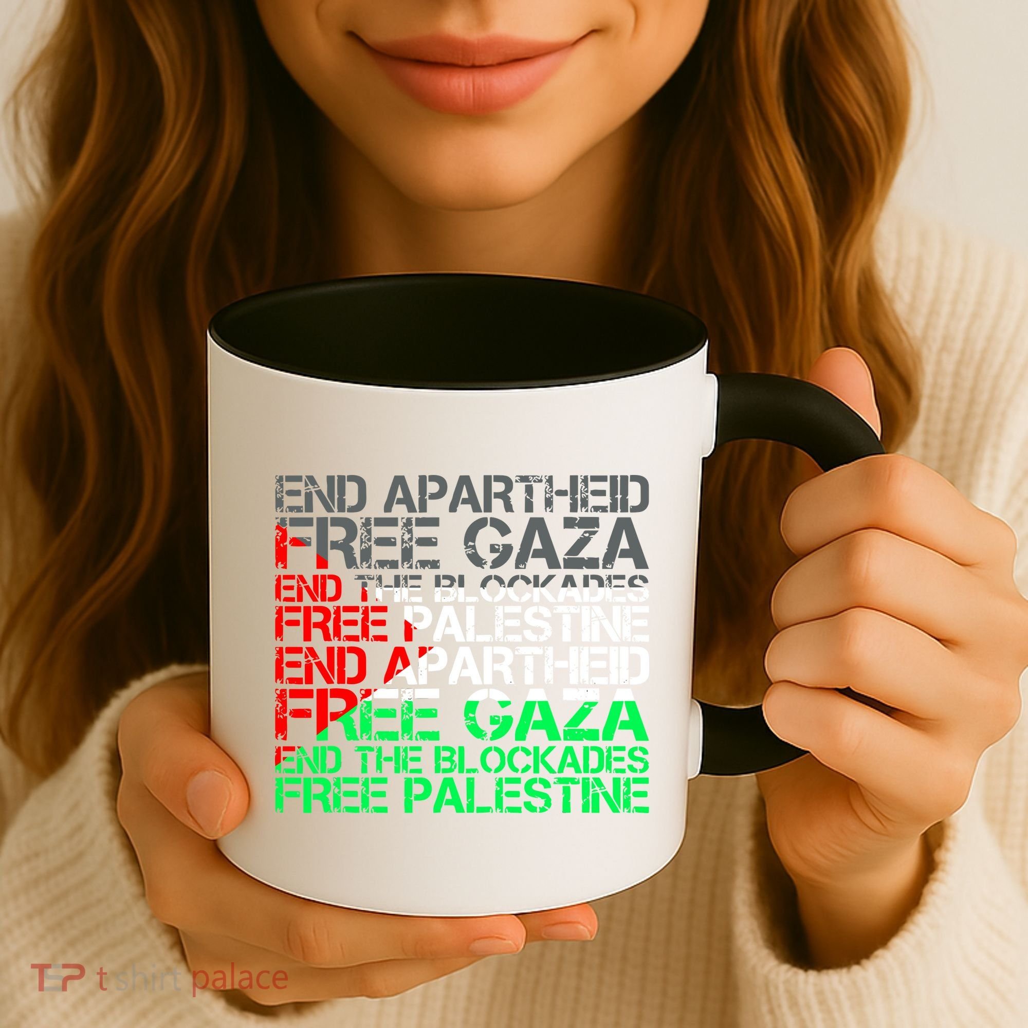 Free Palestine Arabic Palestine Gaza Jerusalem Support Flag Coffee Mug