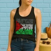 Free Palestine Arabic Palestine Gaza Jerusalem Support Flag Women's Tank Top thumb 2
