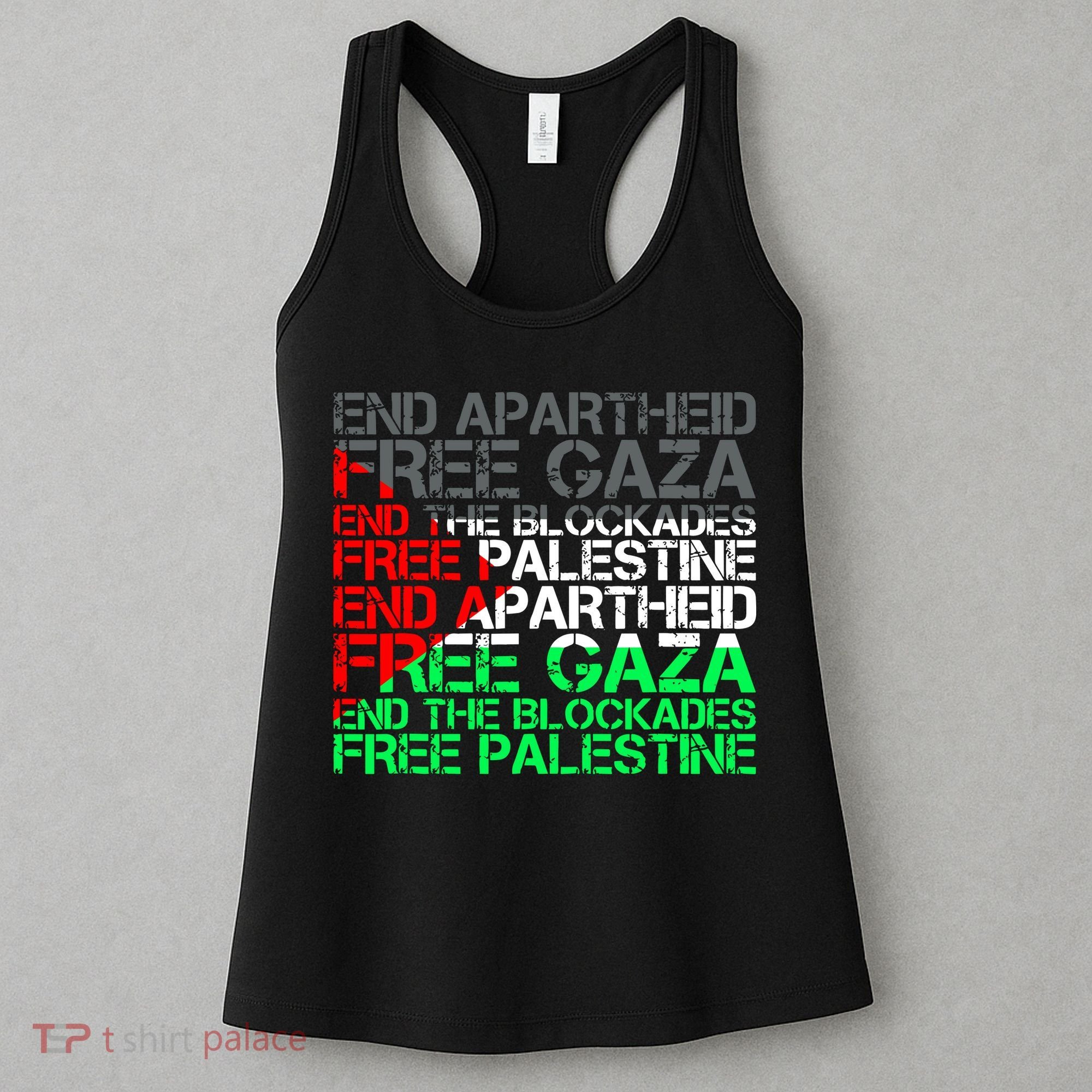 Free Palestine Arabic Palestine Gaza Jerusalem Support Flag Women's Tank Top