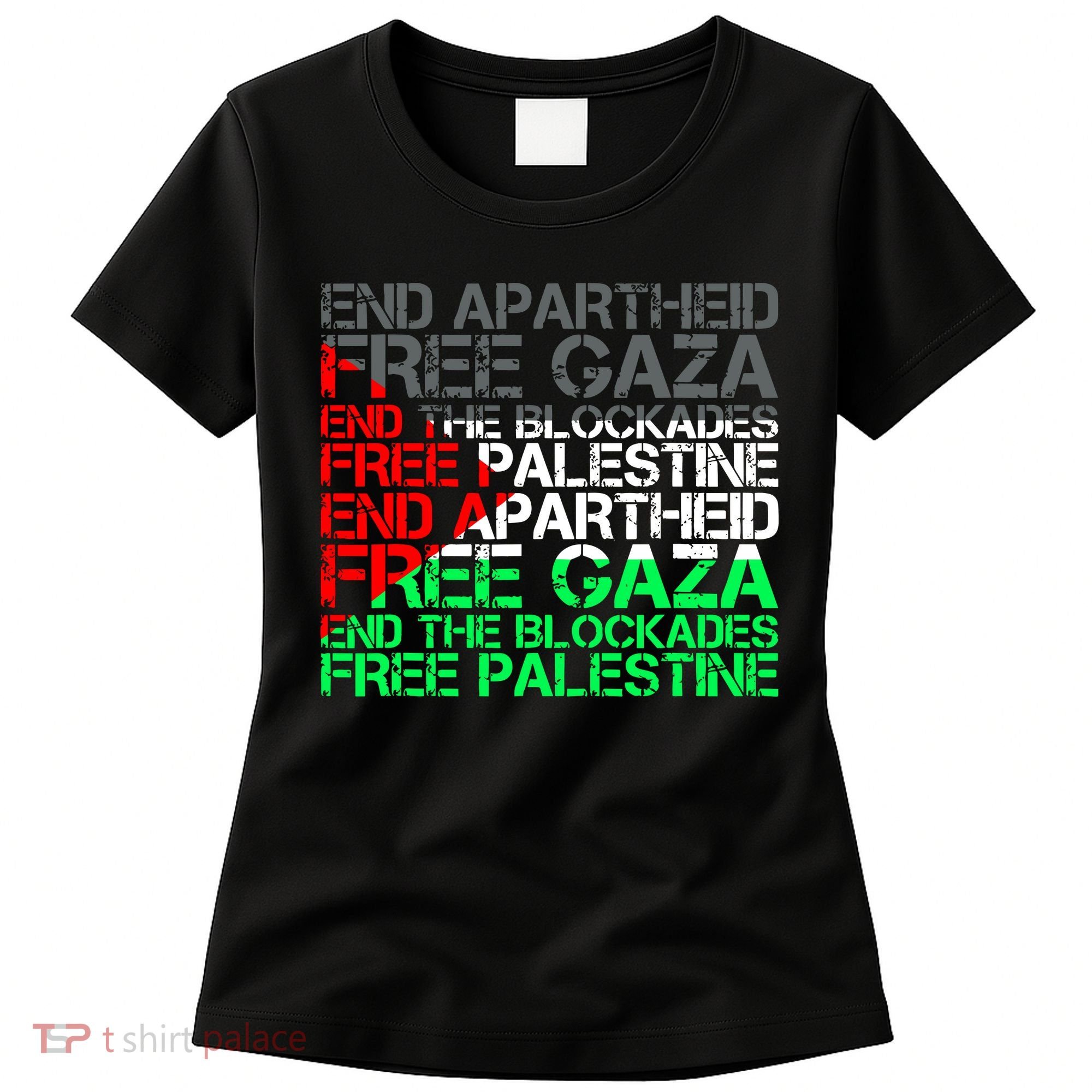 Free Palestine Arabic Palestine Gaza Jerusalem Support Flag Women's T-Shirt