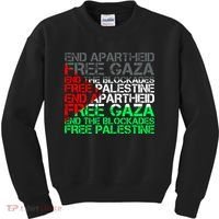 Free Palestine Arabic Palestine Gaza Jerusalem Support Flag Kids Sweatshirt thumb 0