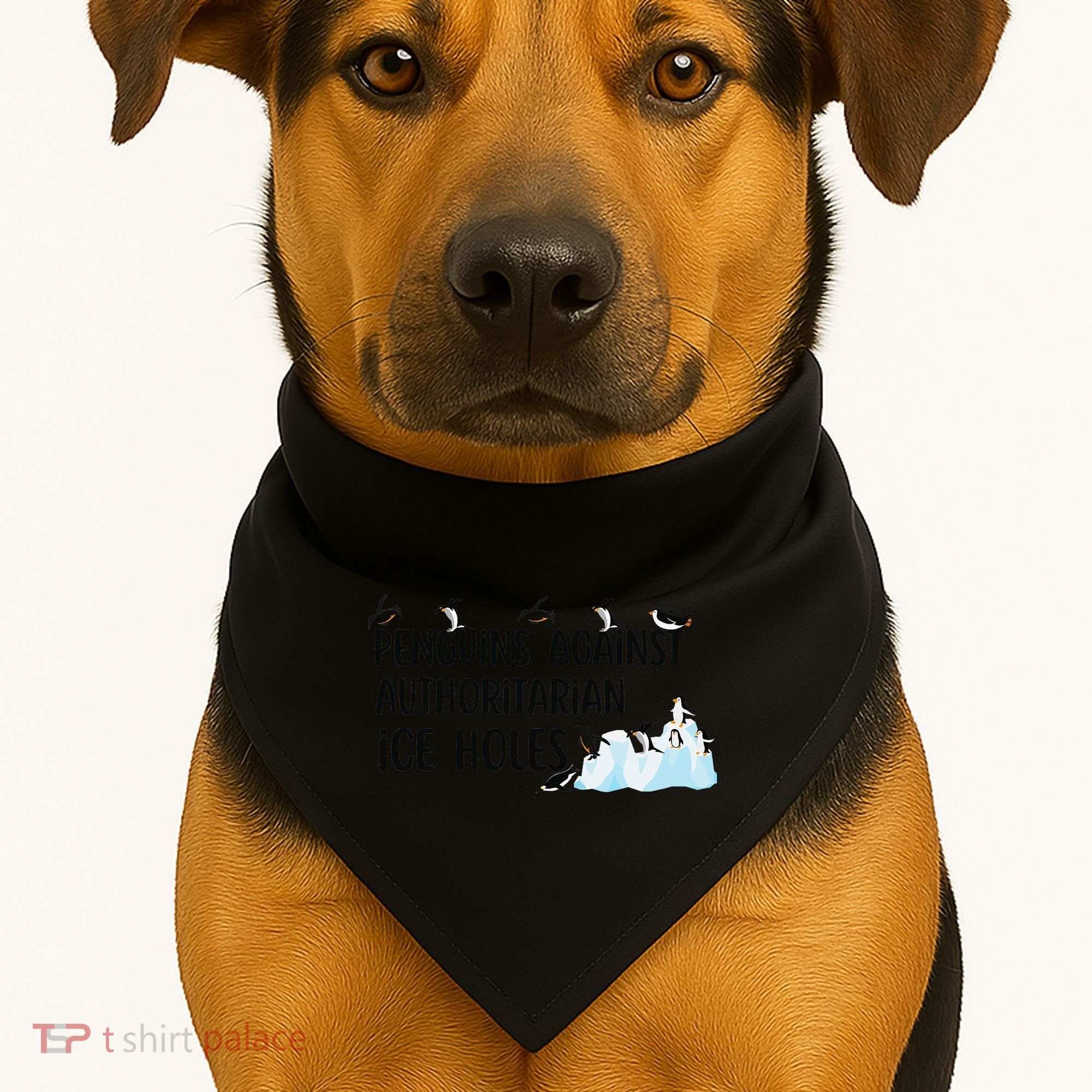 Funny Penguins Against Authoritarian Ice Holes Protest USA-Made Doggie Bandana