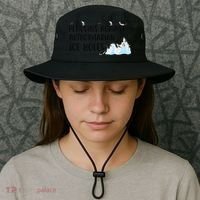 Funny Penguins Against Authoritarian Ice Holes Protest Bucket Hat thumb 3