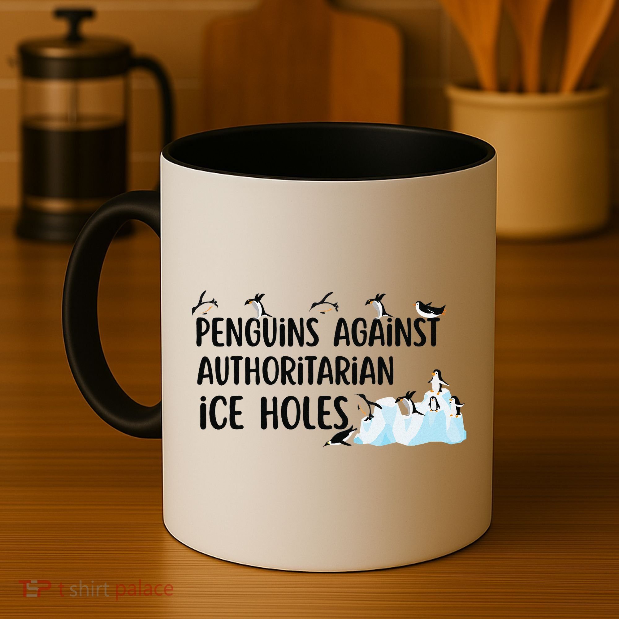 Funny Penguins Against Authoritarian Ice Holes Protest Coffee Mug