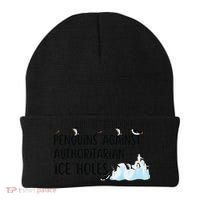 Funny Penguins Against Authoritarian Ice Holes Protest Beanie thumb 0